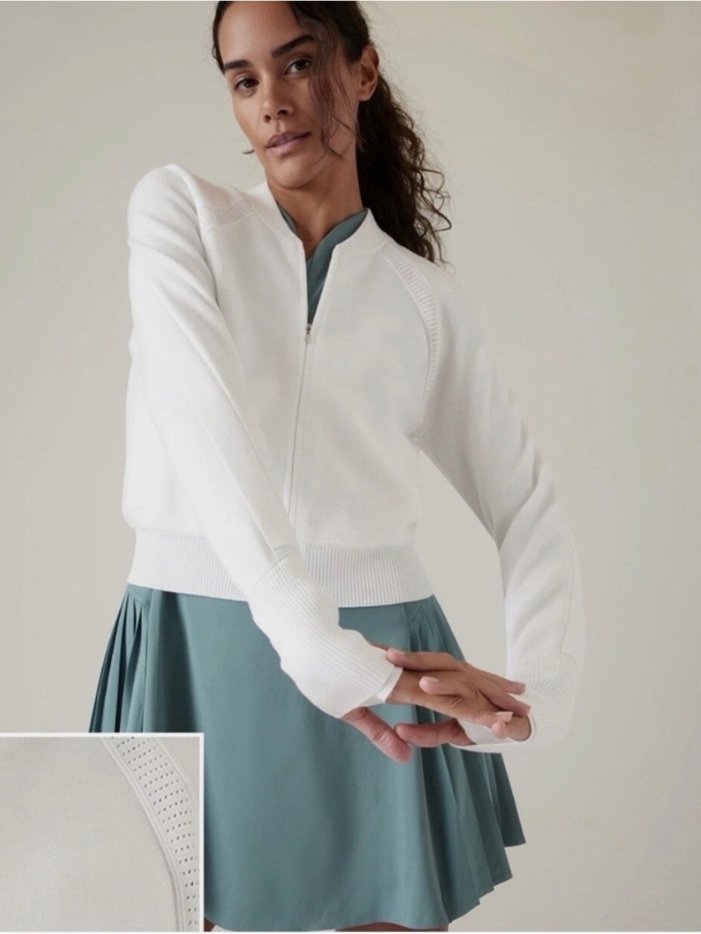 Athleta Advantage Sweater Women’s M White Full Zip